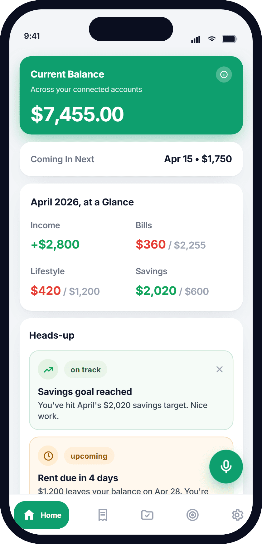 SaveFirst home screen